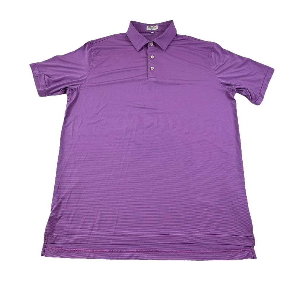 Peter Millar Summer Comfort Polo Purple Blue Striped Mens XL Golf‎ Short Sleeve